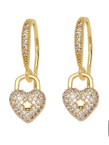 C Brass Cubic Zirconia Heart Vintage Huggie Earring
