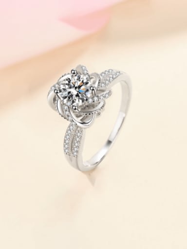 custom 925 Sterling Silver Moonstone Flower Ring