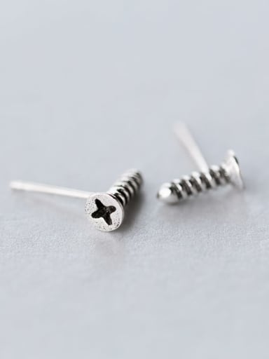 925 Sterling Silver  Minimalist  Irregular Screws Stud Earring