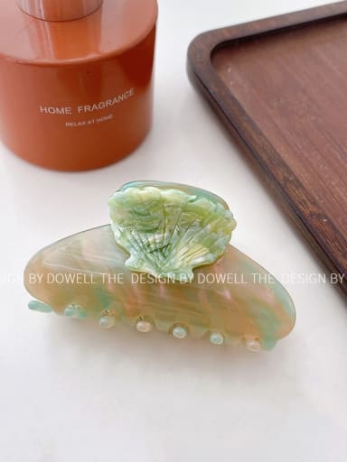 Water green 8.2cm Cellulose Acetate Minimalist Irregular Alloy Jaw Hair Claw