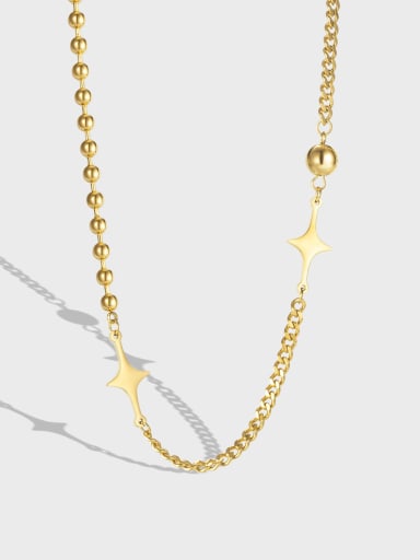 Titanium Steel Bead Star Minimalist Asymmetrical Chain Necklace