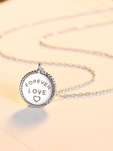 925 Sterling Silver Letter Minimalist  round pendant Necklace