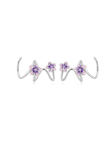 925 Sterling Silver Cubic Zirconia Enamel Flower Cute Hook Earring