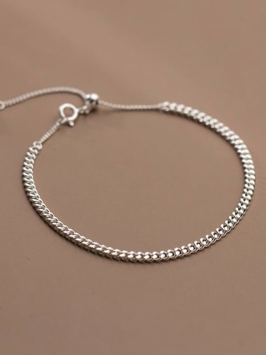 925 Sterling Silver Hollow Geometric Chain Minimalist Link Bracelet