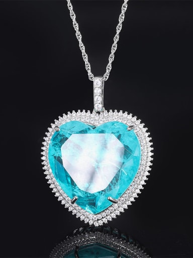 Brass Glass Stone  Luxury Heart Pendant