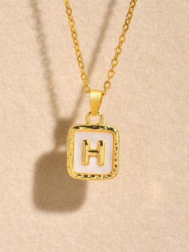 custom Brass Shell Square Minimalist Necklace