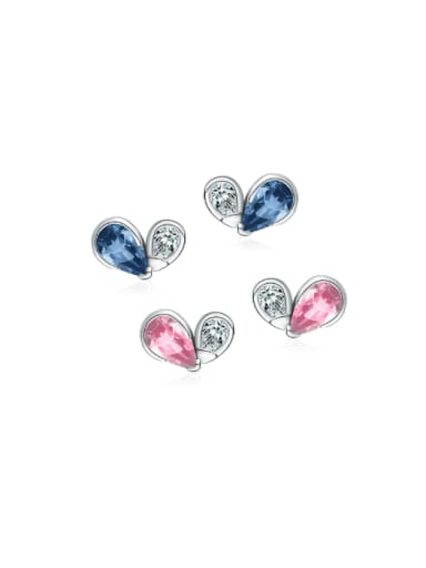custom 925 Sterling Silver Cubic Zirconia Heart Dainty Stud Earring