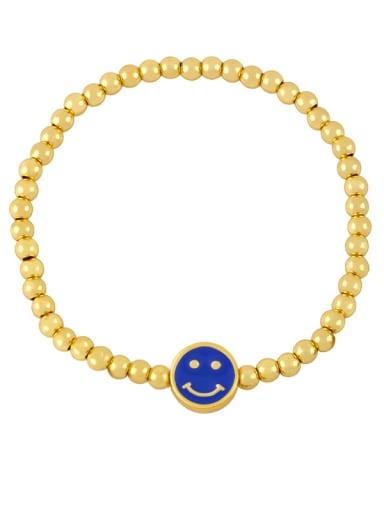 Brass Enamel Smiley Vintage Beaded Bracelet