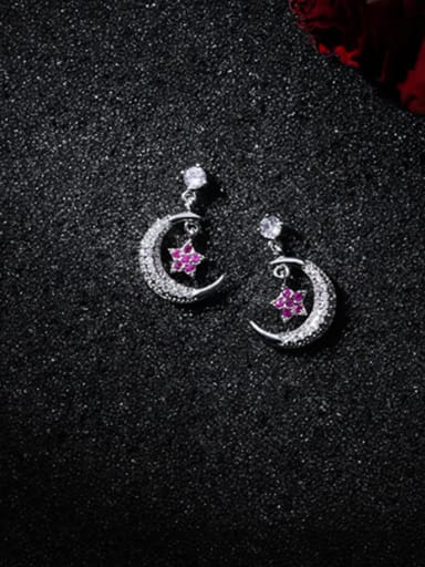Alloy With Platinum Plated Cute Moon Stud Earrings