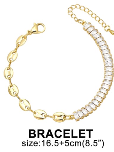 Bracelet Brass Cubic Zirconia  Minimalist Geometric  Bracelet and Necklace Set
