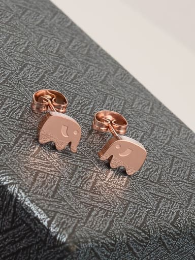 Titanium Elephant Cute Stud Earring