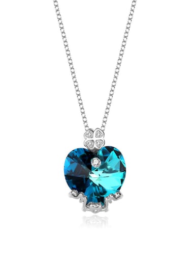 JYXZ 038 (Gradient Blue) 925 Sterling Silver Austrian Crystal Heart Classic Necklace