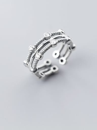 925 Sterling Silver Retro fashion multilayer Stackable Ring