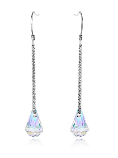 925 Sterling Silver Austrian Crystal Tassel Minimalist Hook Earring