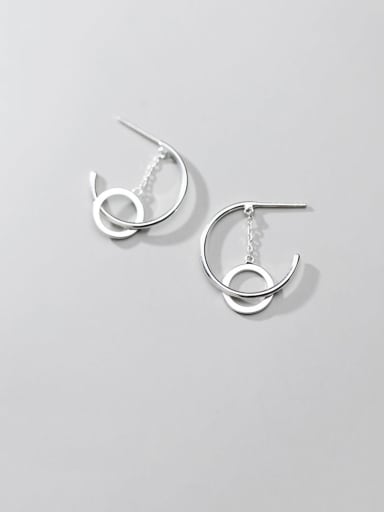 925 Sterling Silver With Platinum Plated  Minimalist Round Earrings