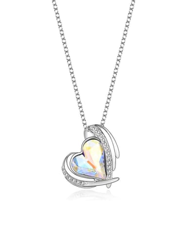 JYXZ 022 (color) 925 Sterling Silver Austrian Crystal Heart Classic Necklace