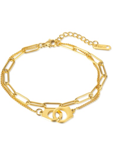 [1313] Gold plated bracelet Titanium Steel Geometric Vintage Strand Bracelet