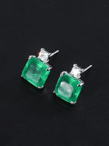 Emerald earrings Brass Cubic Zirconia Luxury Geometric Earring and Pendant Set