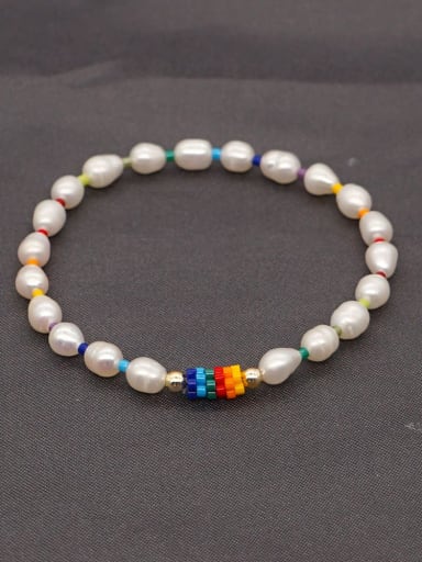Stainless steel Freshwater Pearl Multi Color Irregular Minimalist Stretch Bracelet