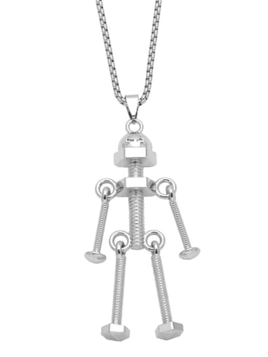custom Stainless steel Alloy Pendant Robot Hip Hop Long Strand Necklace