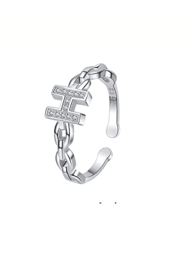 925 Sterling Silver Cubic Zirconia Letter Dainty Band Ring