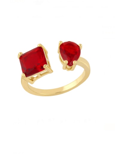 red Brass Cubic Zirconia Geometric Vintage Band Ring