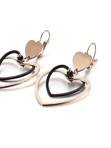 Stainless Steel Hollow  Heart Minimalist Hook Earring