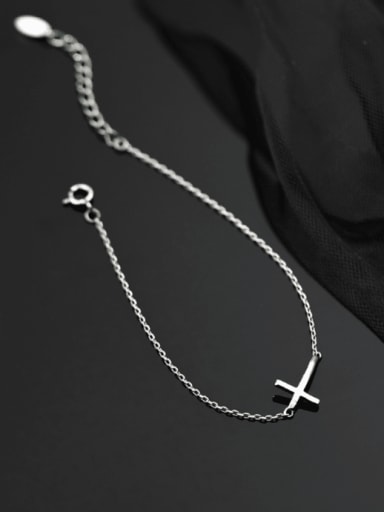 925 Sterling Silver Cross Minimalist Link Bracelet