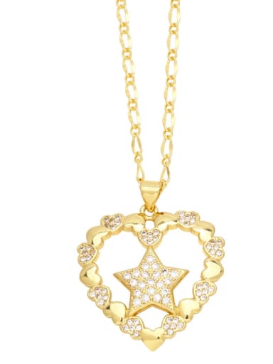 A white Brass Cubic Zirconia Pentagram Trend Necklace