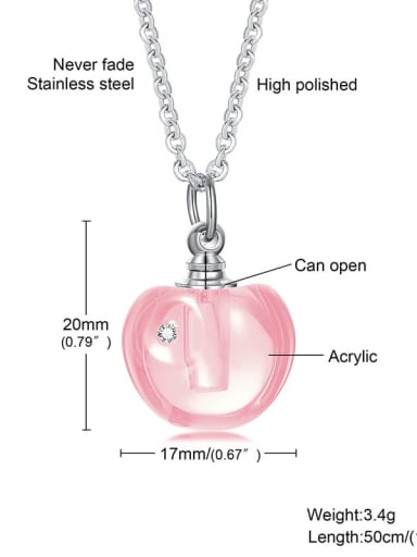 Pink 50CM Chain Stainless steel Glass Stone Friut Minimalist Necklace