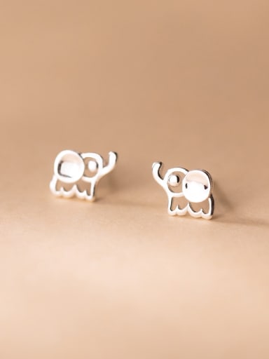 custom 925 Sterling Silver Hollow Elephant Cute Stud Earring
