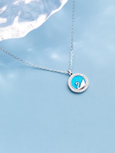 925 Sterling Silver Rhinestone Enamel Swan Minimalist Necklace