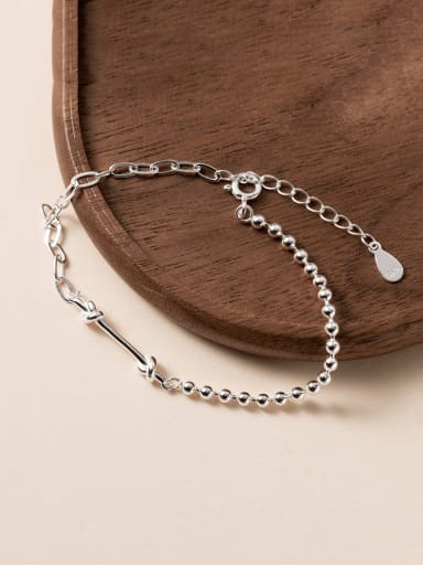 Silver 925 Sterling Silver Knotted Pearls  Minimalist Bracelet