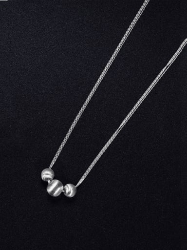NS965 [Bamboo Chain Silver] 925 Sterling Silver Round  Bead Minimalist Multi Strand Necklace
