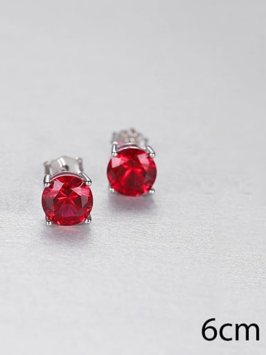 red 0.6 23j02 925 Sterling Silver Cloisonne Geometric Minimalist Stud Earring