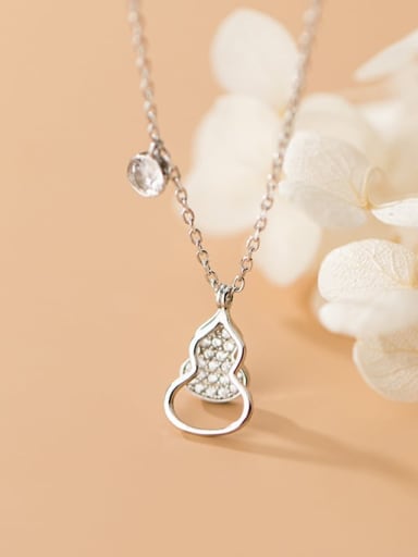 925 Sterling Silver Cubic Zirconia  Fashionable personality hollow gourd Necklace