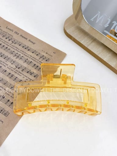 Square transparent yellow Alloy Resin Trend Geometric Multi Color Jaw Hair Claw