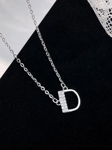NS1000 [Silver Plated Platinum D] 925 Sterling Silver Cubic Zirconia Letter Minimalist Necklace
