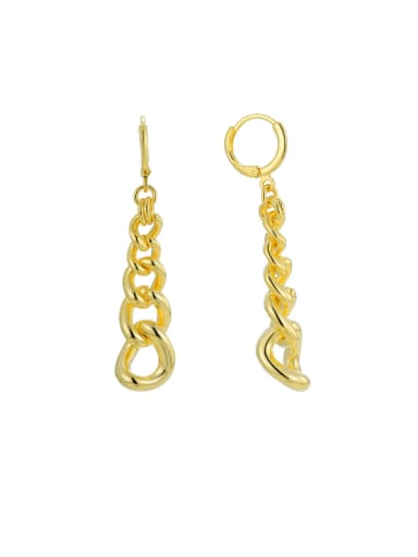 Brass Geometric Chain Minimalist Drop Earring