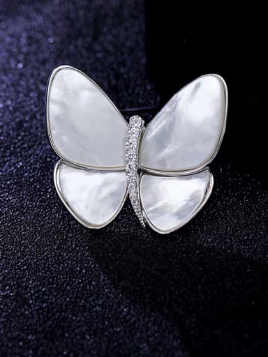 Platinum Brass Shell Butterfly Minimalist Brooch