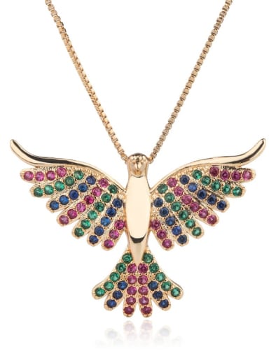 Copper Cubic Zirconia Multi Color Bird Luxury Necklace
