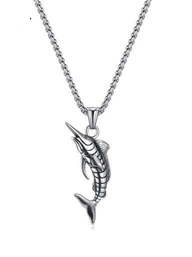 Titanium Steel Fish Hip Hop Necklace