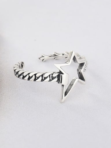 925 Sterling Silver  Retro simple irregular five-pointed star Band Ring