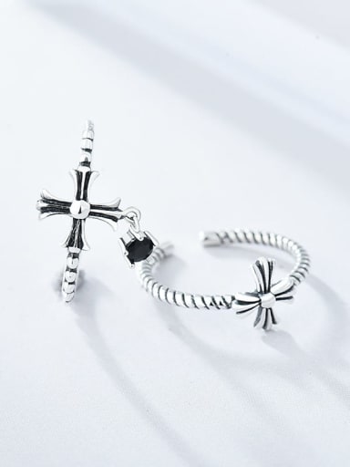 925 Sterling Silver Cross Vintage Couple Ring