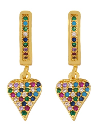 heart-shaped Brass Cubic Zirconia Heart  Cross Dainty Huggie Earring