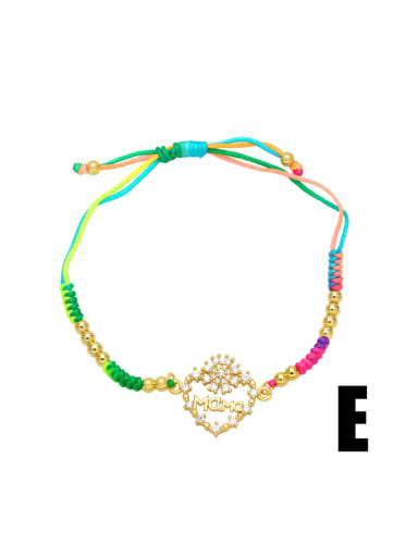 E Brass Cubic Zirconia Multi Color Weave Bohemia Adjustable Bracelet