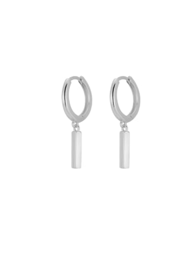 White gold 925 Sterling Silver Geometric Minimalist Huggie Earring