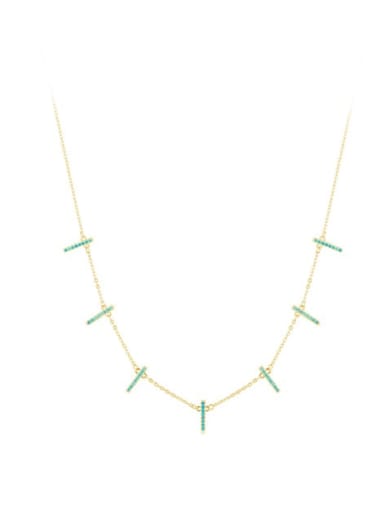 ?? 925 Sterling Silver Emerald Geometric Minimalist Necklace