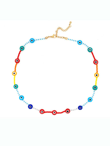 Zinc Alloy MGB beads Multi Color Evil Eye Bohemia Necklace