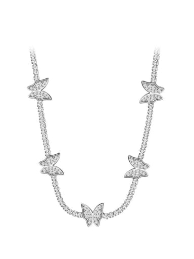 925 Sterling Silver Cubic Zirconia butterfly choker Necklace